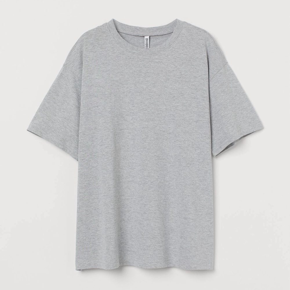 H&M Divided wide cut Grey Oversized Cotton T-shirt